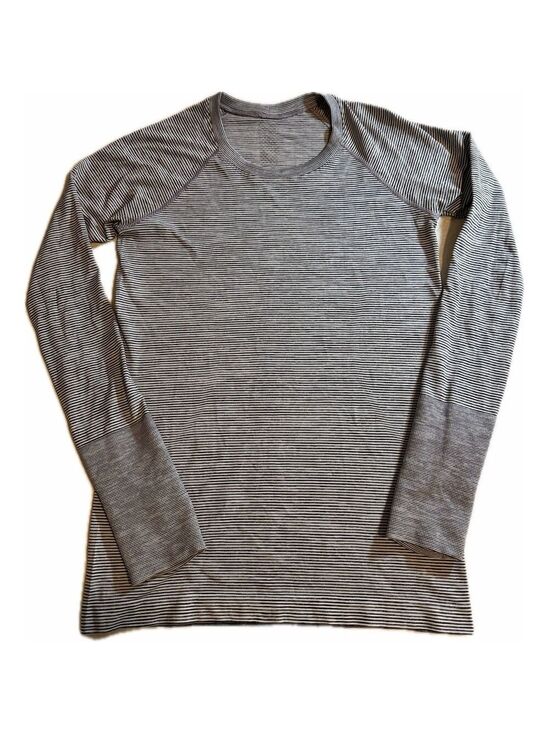 lululemon athletica Tops - Lululemon Womens Gray and White Stripped Long Sleeve Shirt Size 8